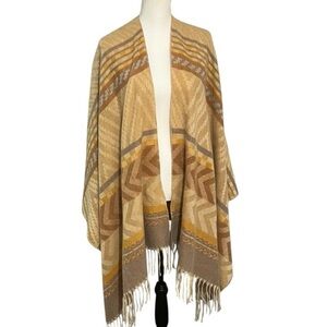 Neutral Geometric Ruana - so soft and goes with everything!